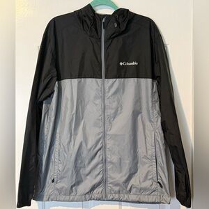 EUC⚡️Columbia Men’s Lightweight Hooded Windbreaker Jacket Black Gray Size L